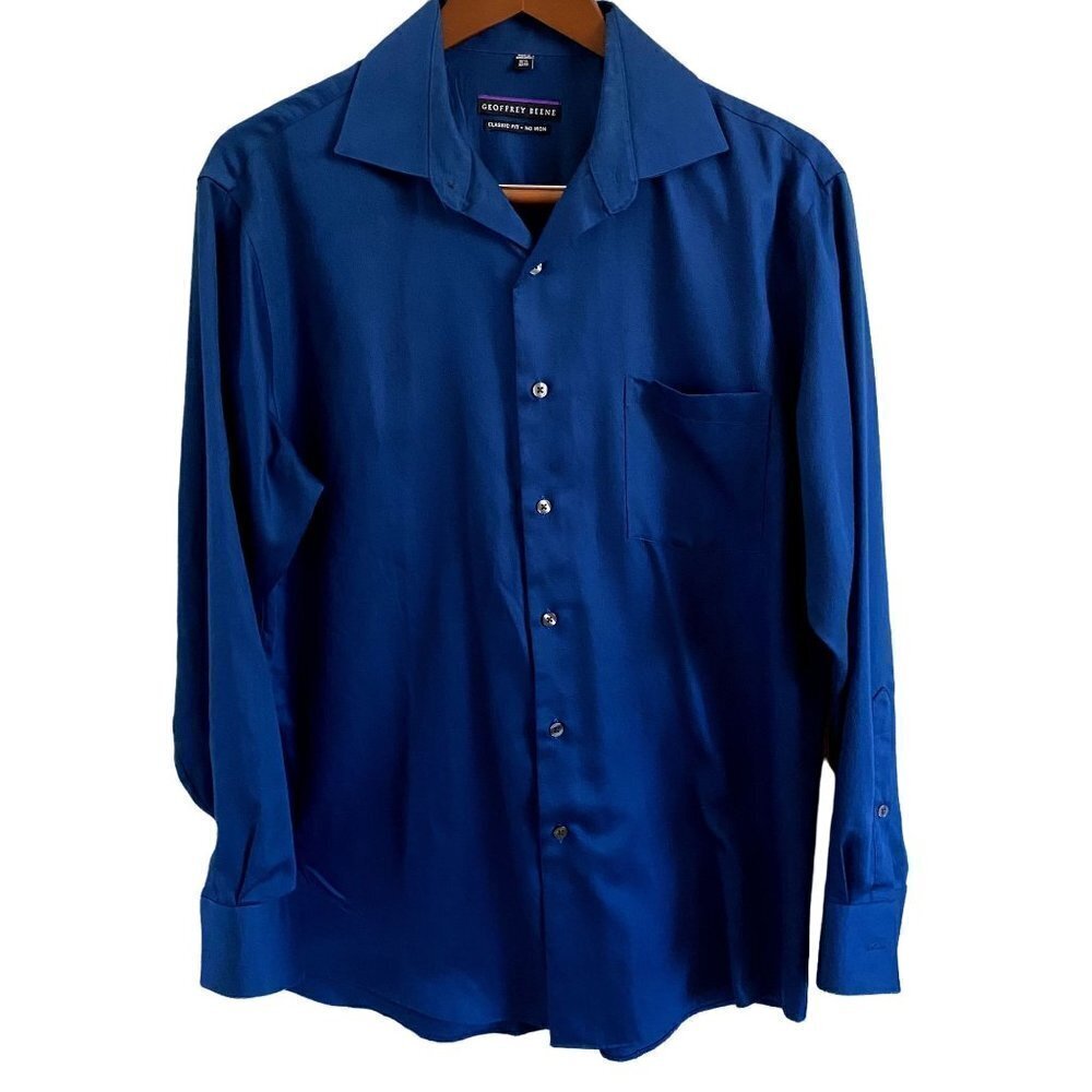 Geofrey Beene Classic Fit Button Down Dress Shirt | Blue | Size 15 1/2 - 32/33